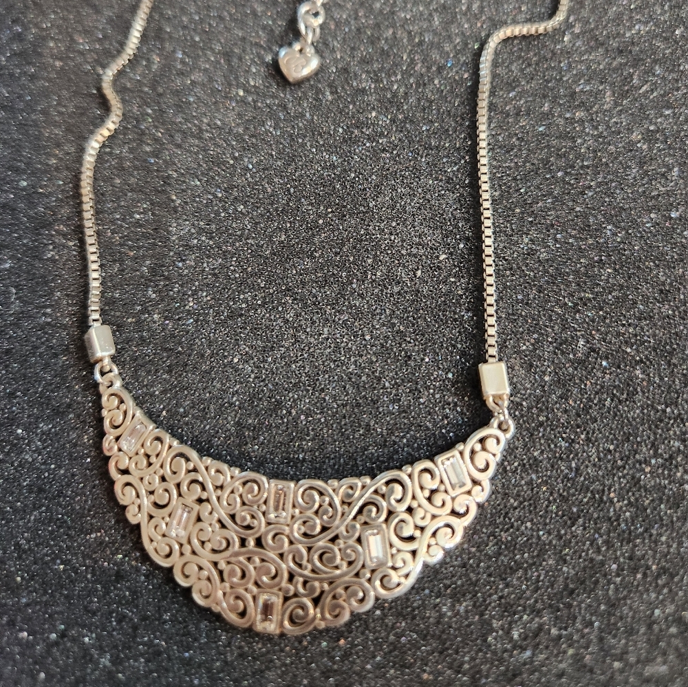 Brighton Baroness Petite CollarLacy Crystal Silver Necklace in New Condition